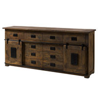 SIDEBOARD Mango 200x45x90 braun lackiert RAILWAY #422 - Dunkelbraun/Braun, Holz (200/90/45cm) - Massivmoebel24