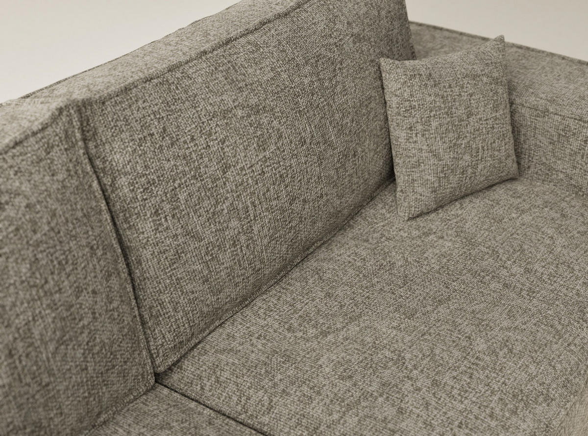 ECKSOFA MIT SCHLAFFUNKTION Tonga Taupe Chenille-Stoff - Schwarz/Braun, Holz/Holzwerkstoff (105/225cm) - Maison de Reve