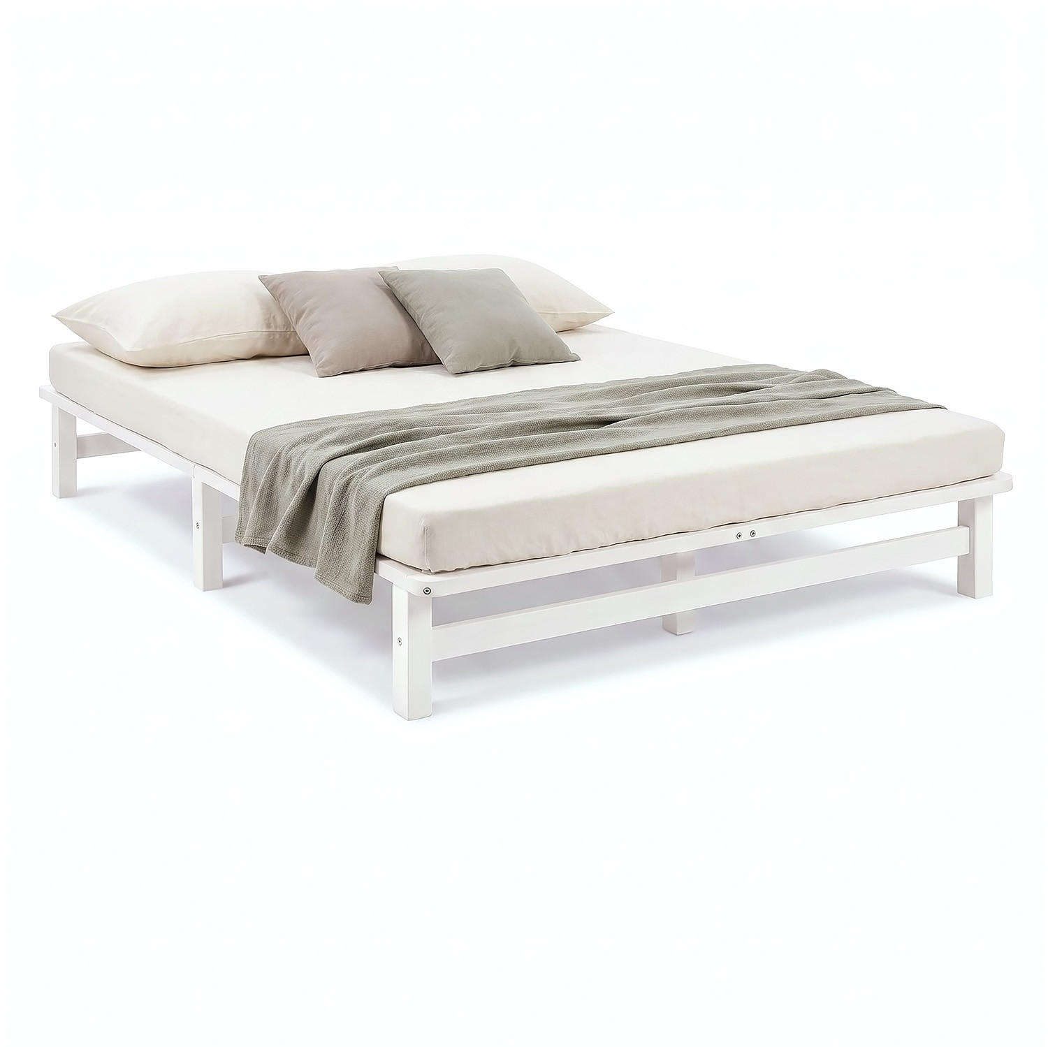 HOLZBETT Palettenbett 140/200 cm weiß - Weiß, Holz (140/200cm) - Homestyle4u