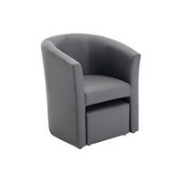 LOUNGE-SESSEL & Hocker - Kunstleder - Grau - JOVANA - Grau, Leder (65/74/64cm) - Vente-Unique