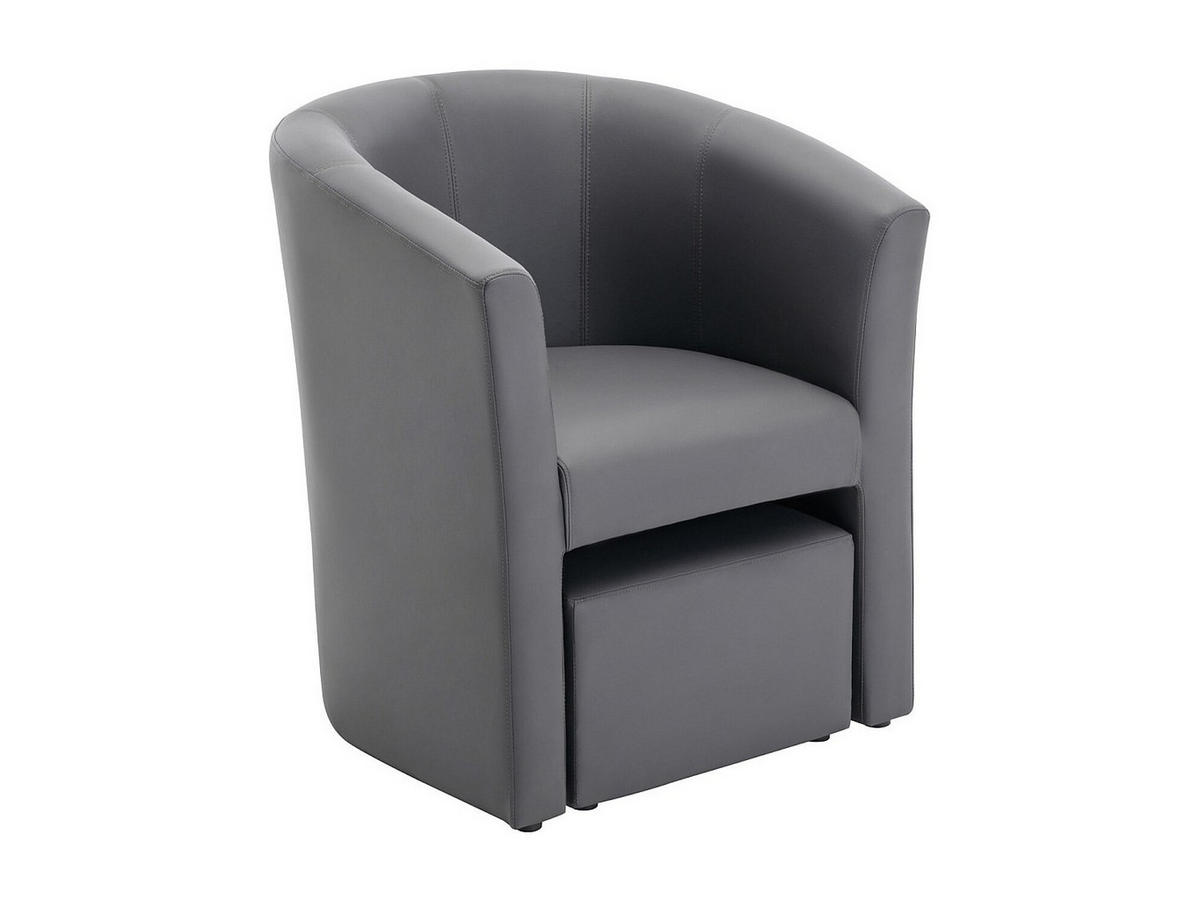 LOUNGE-SESSEL & Hocker - Kunstleder - Grau - JOVANA - Grau, Leder (65/74/64cm) - Vente-Unique