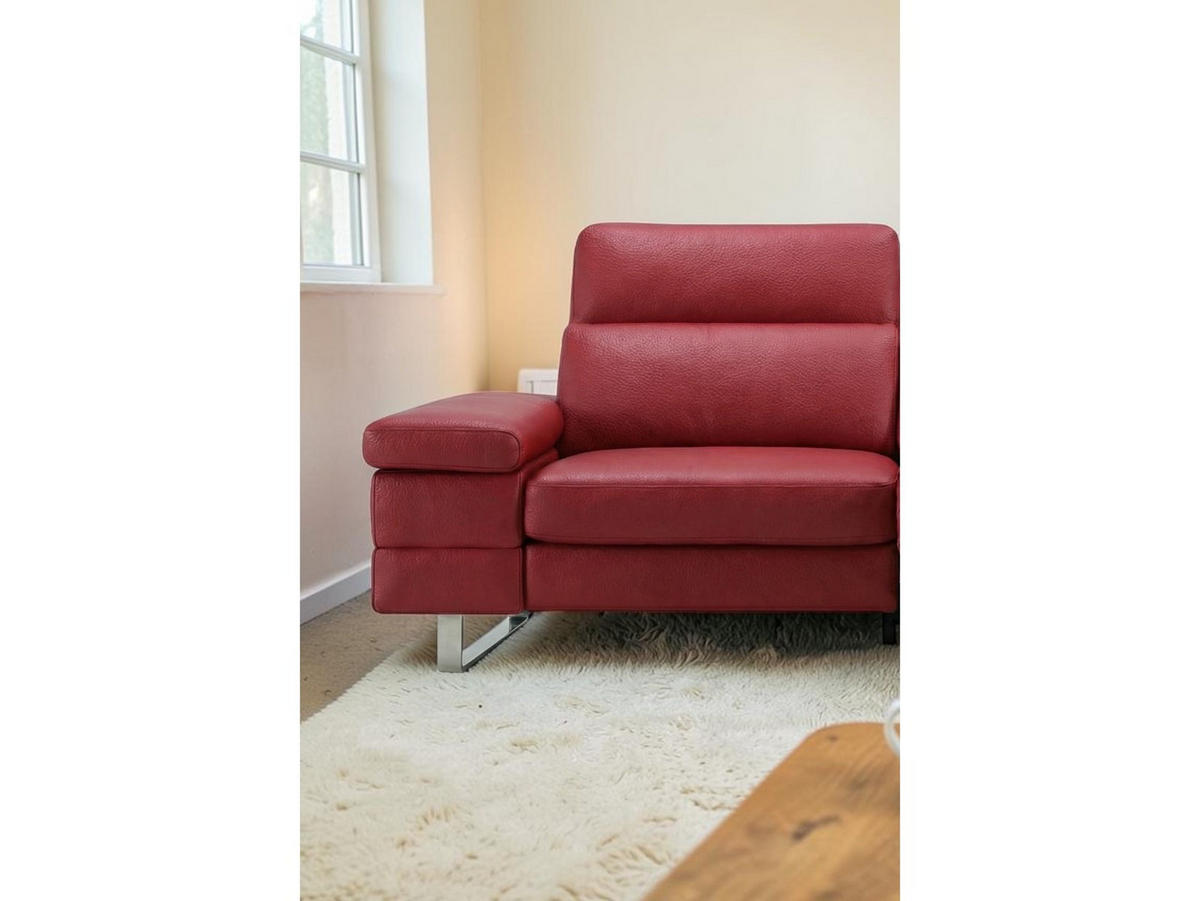 3-SITZER Sofa Virage Echtleder Rot - Rot, Leder/Metall (212/75/109cm)