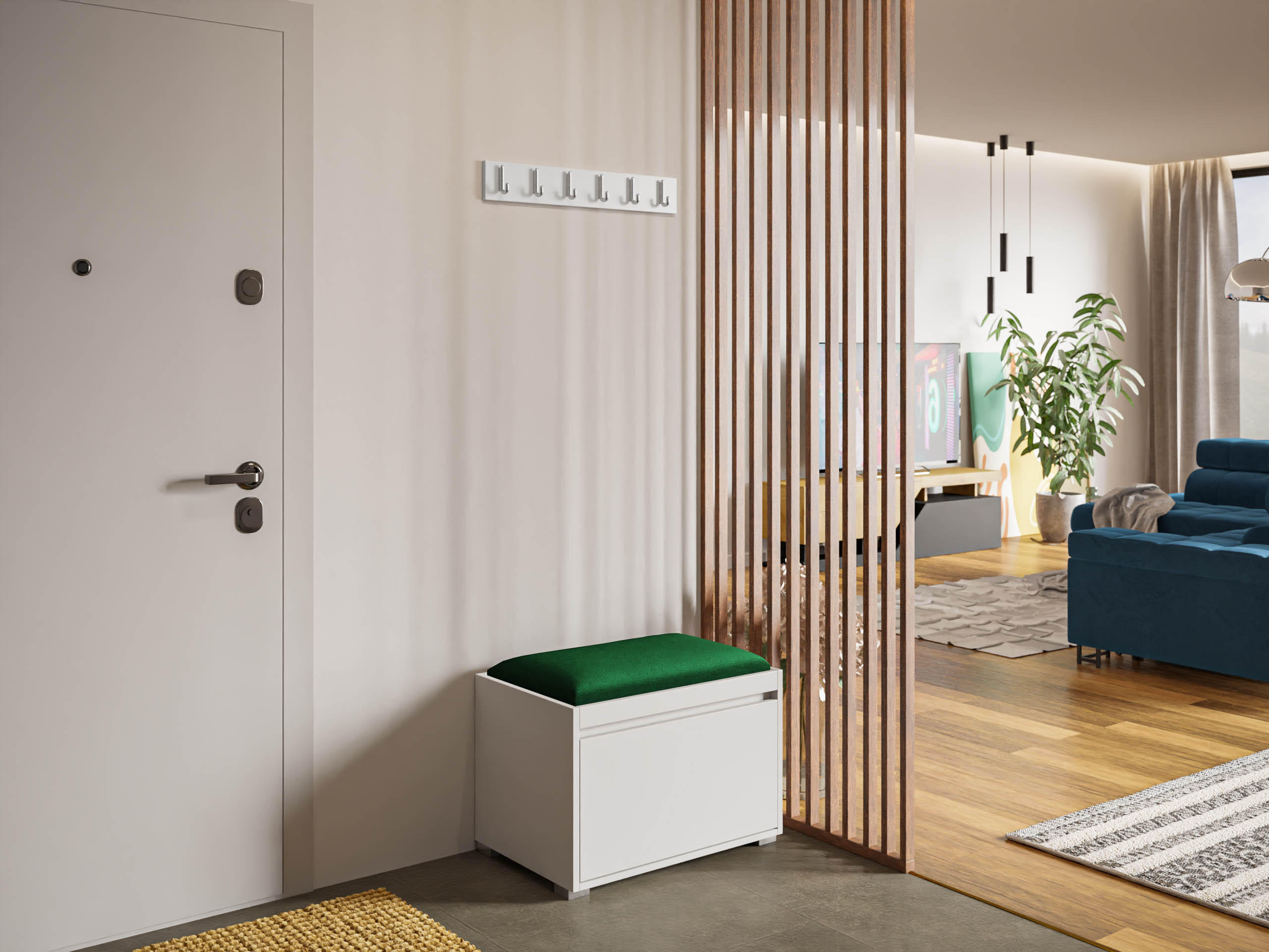 GARDEROBEN-SET Grawis 60 III - Silberfarben/Grün, Holzwerkstoff/Kunststoff (64.5/45/34cm) - MIRJAN24