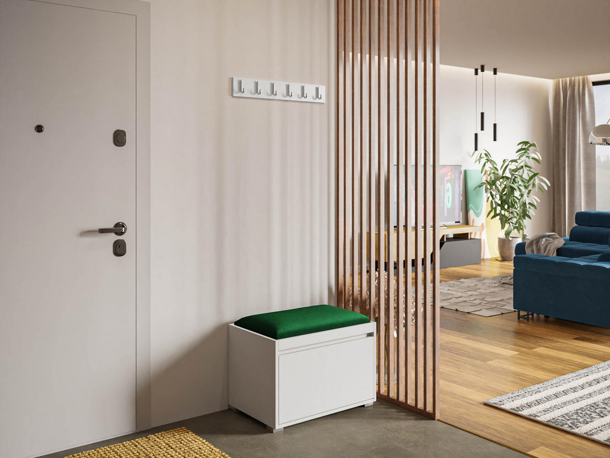 GARDEROBEN-SET Grawis 60 III - Silberfarben/Grün, Holzwerkstoff/Kunststoff (64.5/45/34cm) - MIRJAN24