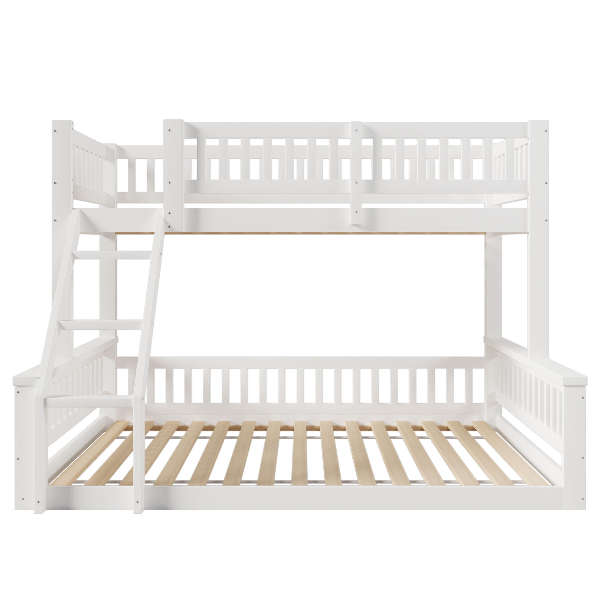 KINDERBETT Weiß Liegefläche 90/200 cm und 140/200 cm, Etagenbett, Leiter, Bettgitter, Ohne Matratze - Weiß, Holz (90/200cm) - PANGIVO