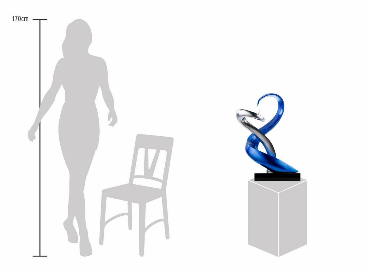 SKULPTUR Blau 45/63 cm - Blau/Silberfarben, Stein (8.55/63/28cm) - KUNSTLOFT