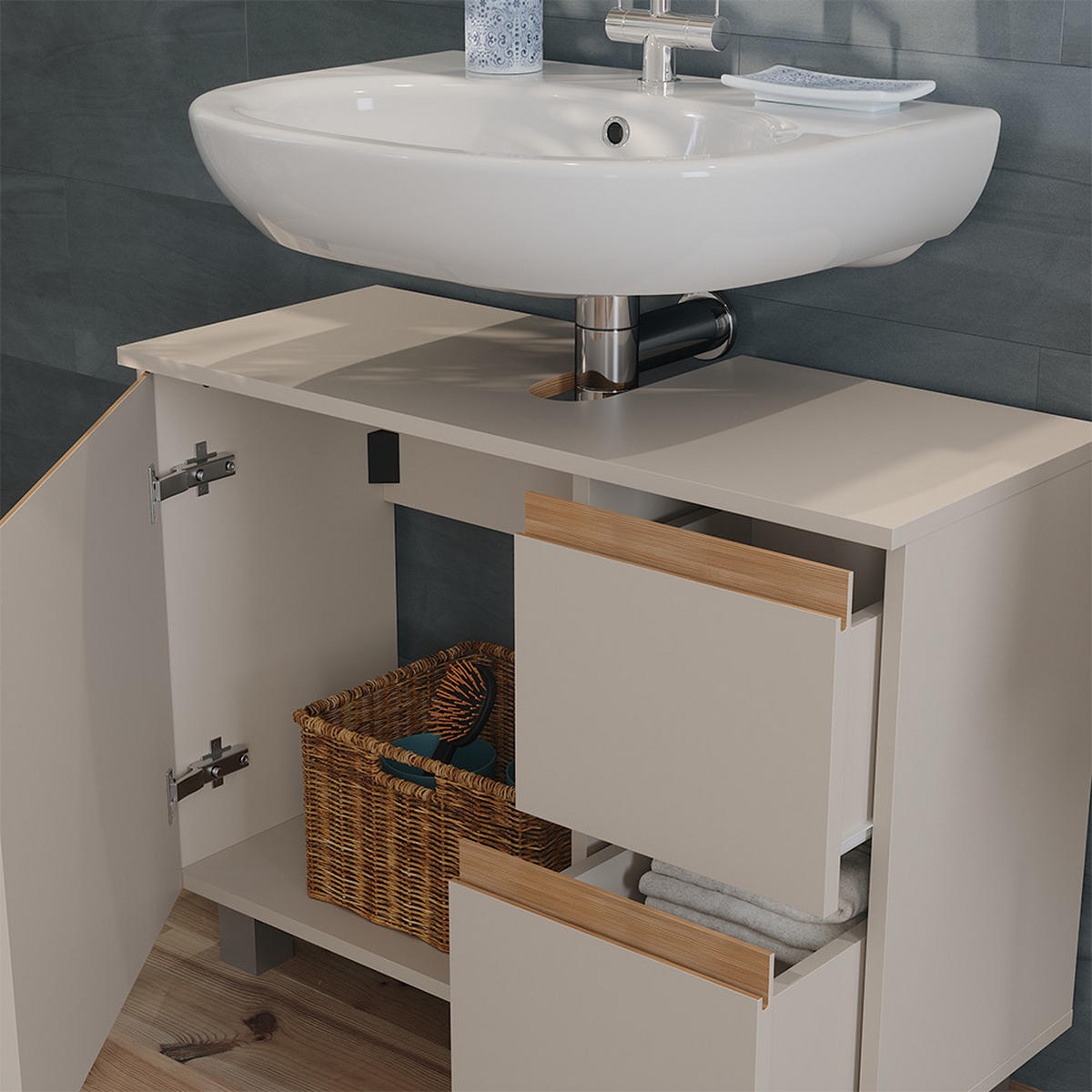 KOUPELNOVÝ NÁBYTEK J-Shape Kašmír/Řemeselné - kašmírová, kompozitní dřevo (80/60.8/33cm) - Vicco