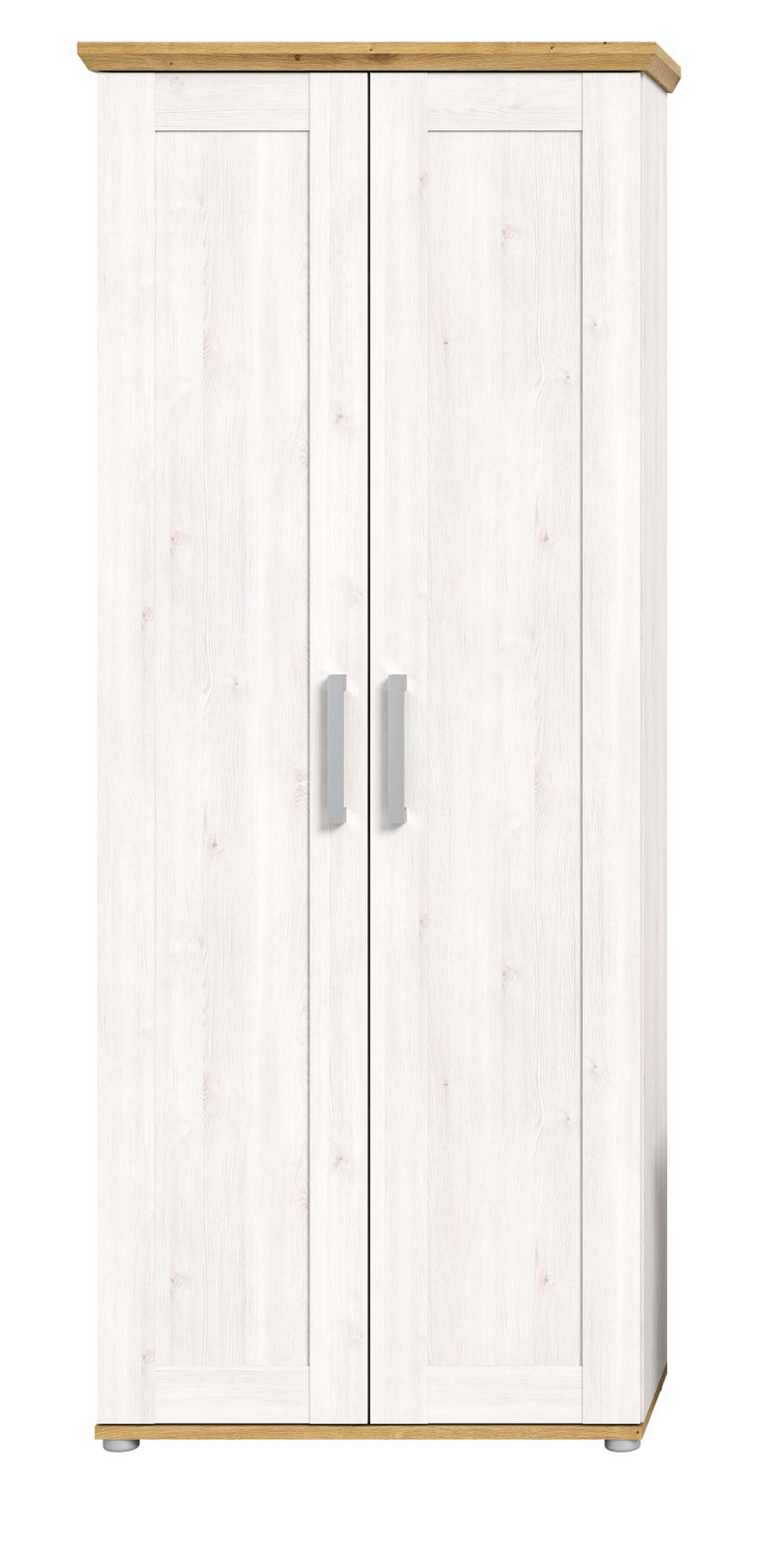 GARDEROBENSCHRANK weiß Lärche 80 cm, Flurschrank im Landhaus-Stil - Silberfarben/Weiß, Holzwerkstoff/Kunststoff (80/196/39cm) - Inn.Furn