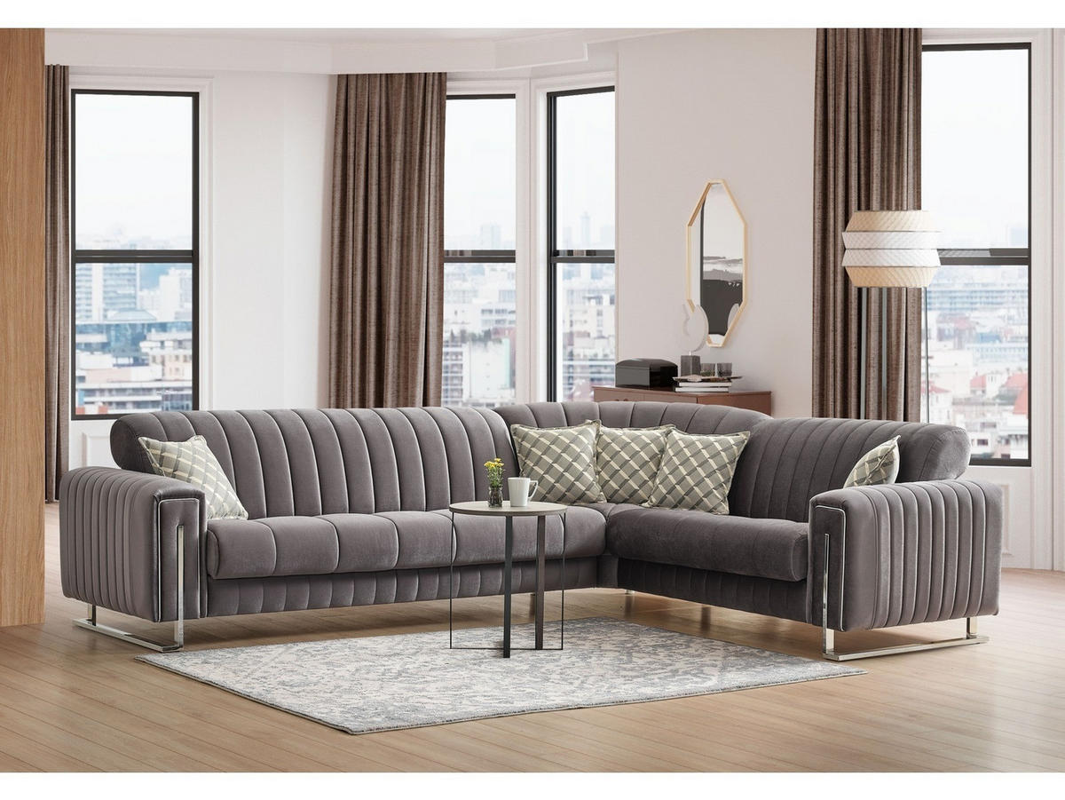 ECKSCHLAFSOFA Kochi Grau - Langer Schenkel Links - Grau, Holzwerkstoff/Kunststoff (315/245cm)