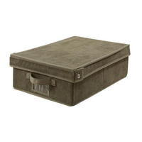 AUFBEWAHRUNGSBOX mit deckel aus kordstoff in khaki - 31,5/48/15 cm - Grün, Textil (31.5/48/15cm) - Calicosy