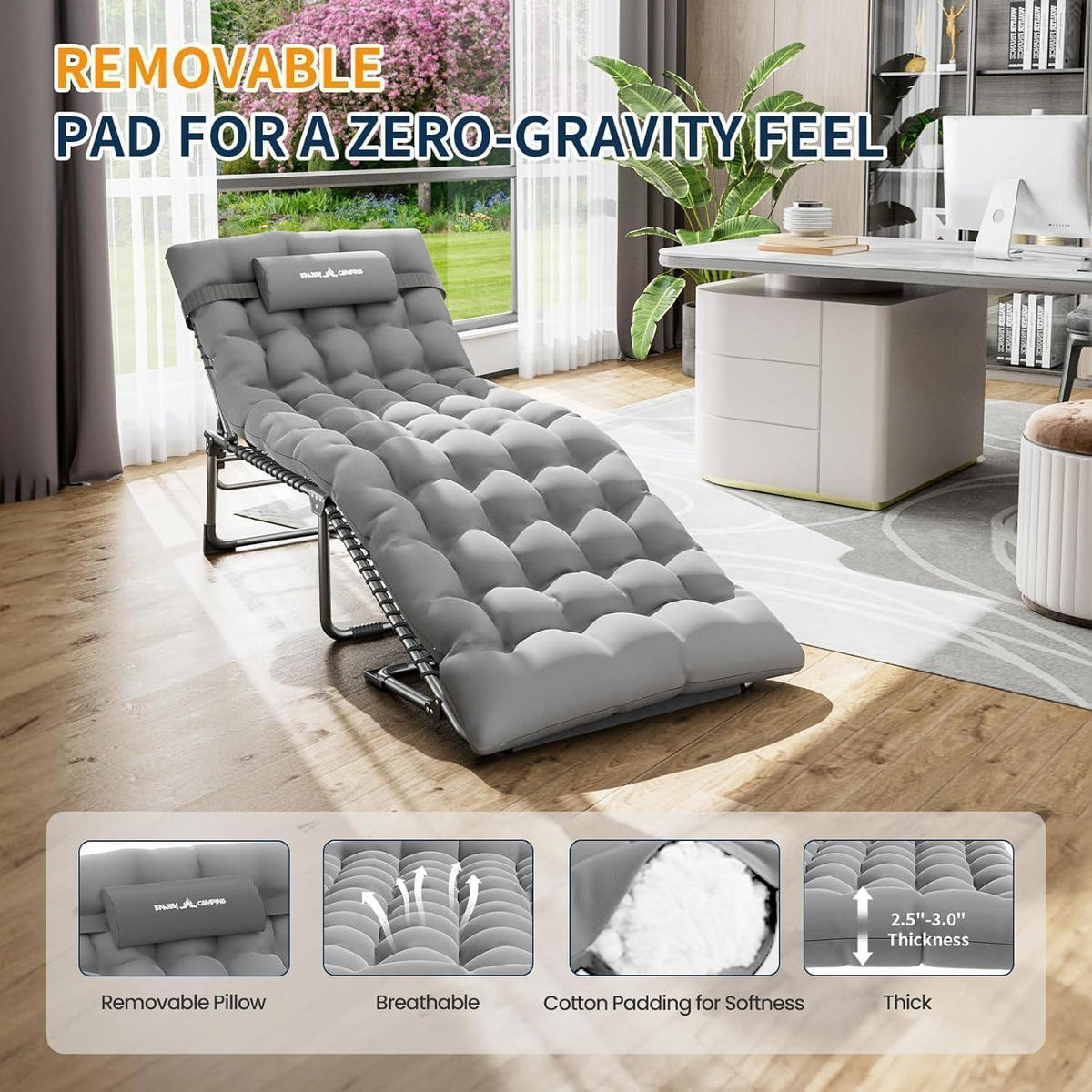 FELDBETT mit Auflage Grau 200 x 69 cm - Grau, Textil (69/34/200cm)
