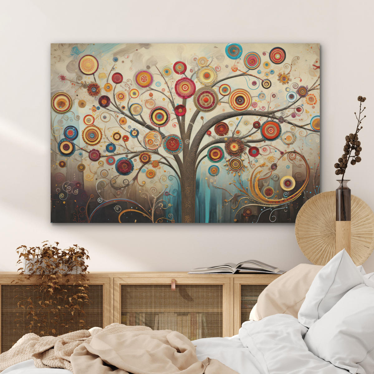 AKUSTIKBILD Baum - Baum des Lebens - Farbe Akustikpaneele 90x60 cm - Braun, Kunststoff (90/60/0.9cm) - MuchoWow