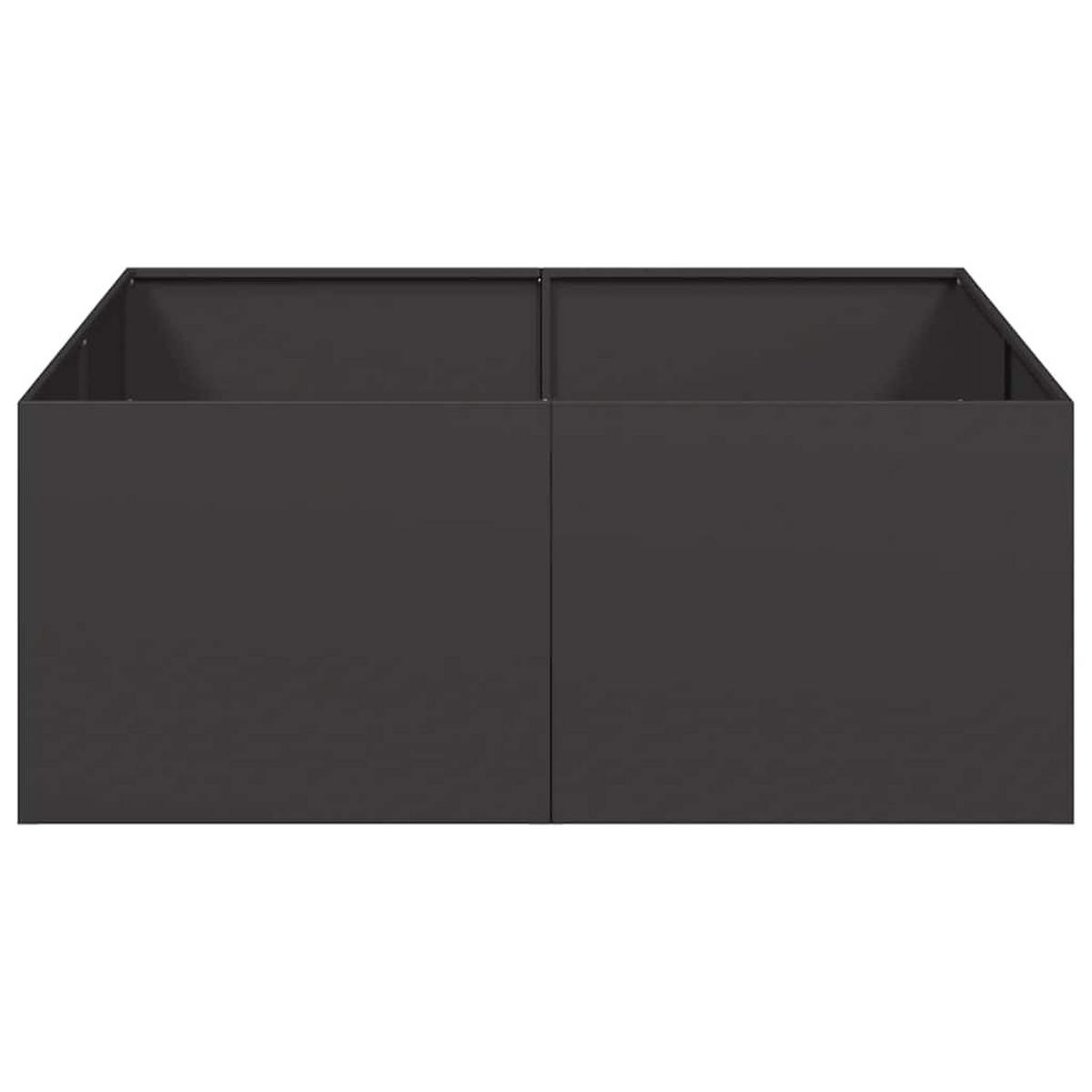 PFLANZKÜBEL Schwarz 100/100/40 Cm Stahl - Schwarz, Metall (100/40/100cm) - vidaXL