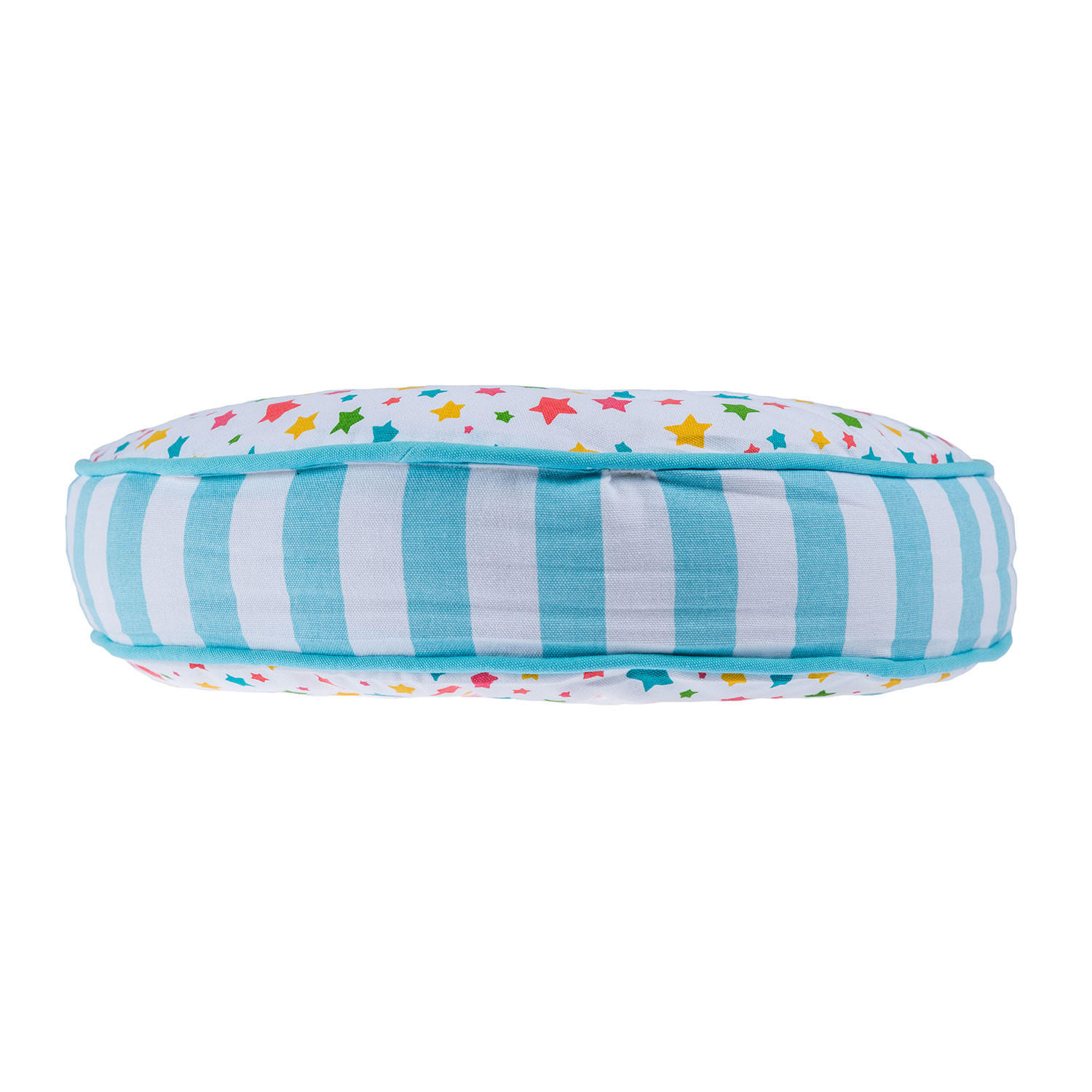 BODENKISSEN rund, bunte Sterne & blaue Streifen, Ø 43/7 cm - Multicolor, Textil (43/43/7cm) - Homescapes