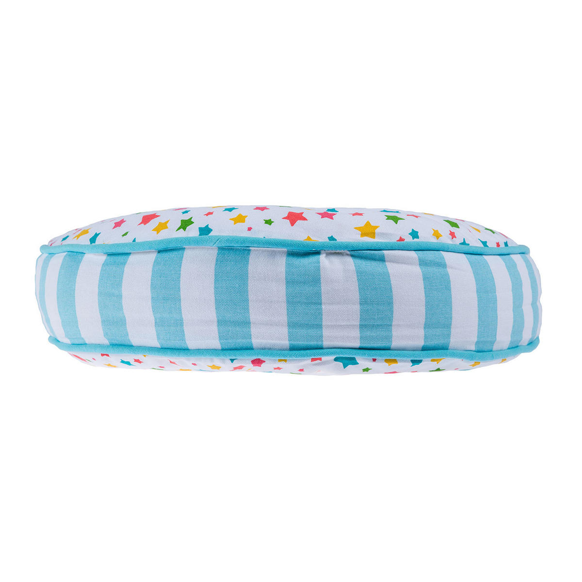 BODENKISSEN rund, bunte Sterne & blaue Streifen, Ø 43/7 cm - Multicolor, Textil (43/43/7cm) - Homescapes