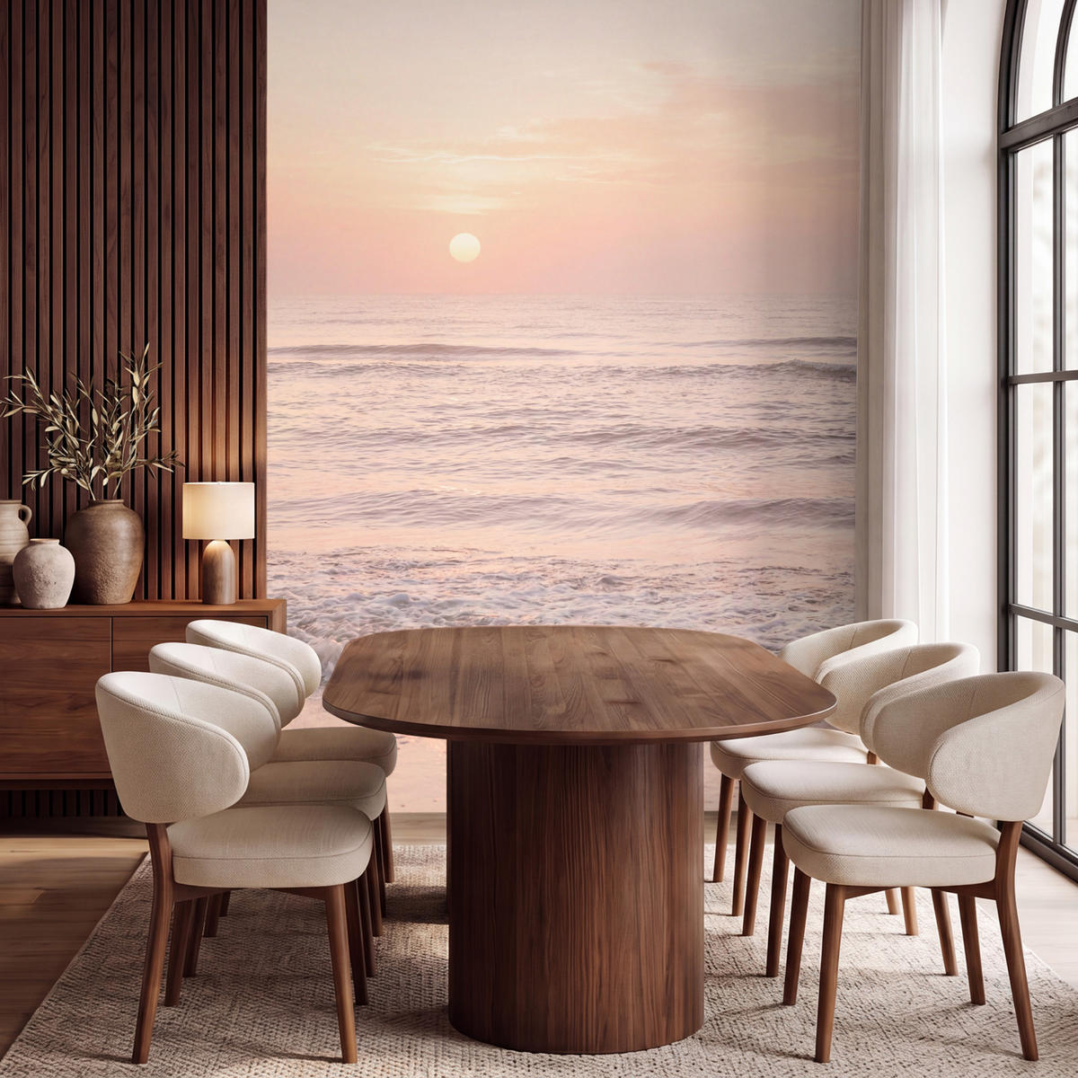 TAPETE - Sonne - Strand - Rosa - 200x260 cm - Hellrosa, Papier (200/260cm) - OnlyWow
