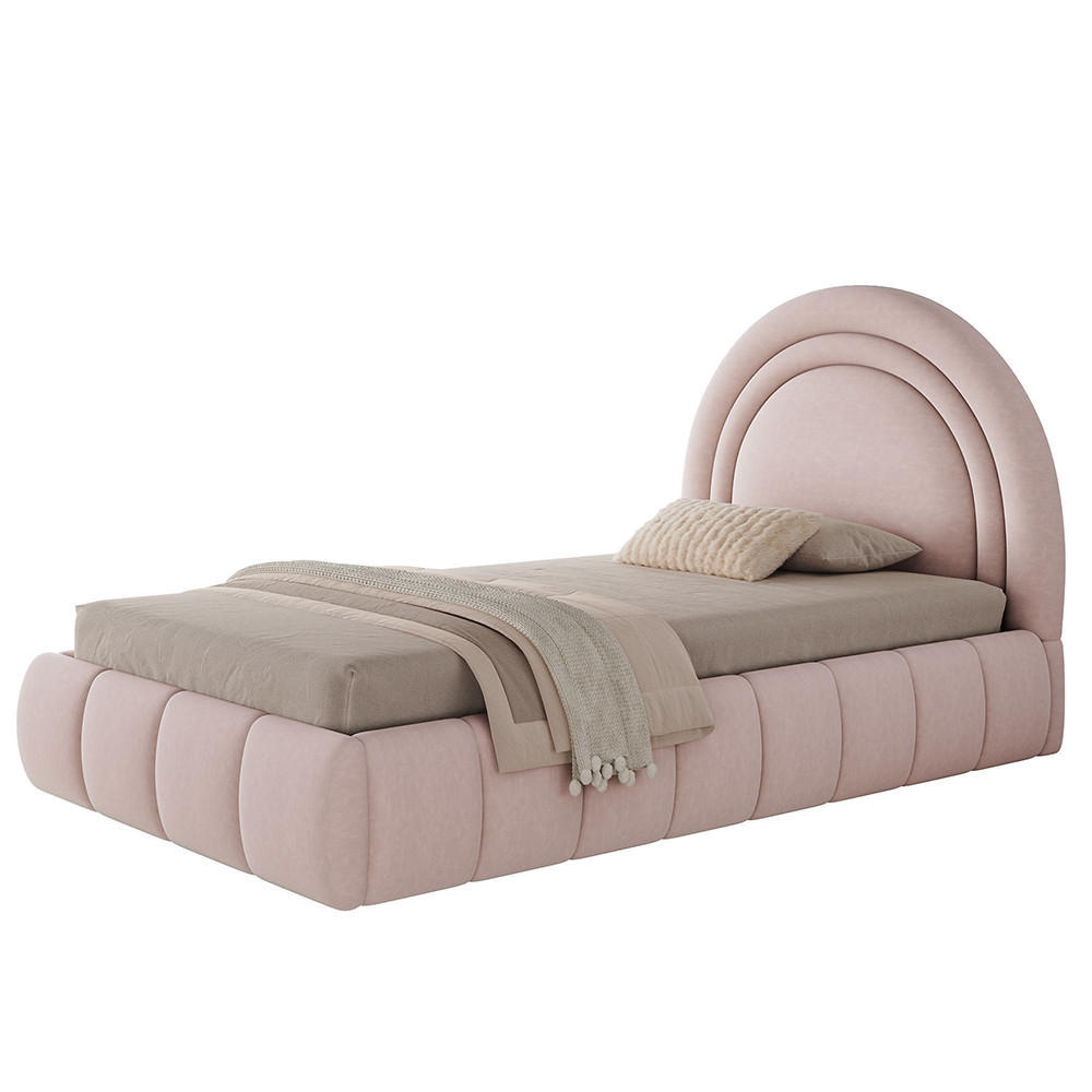 DJECE KREVET 90 x 200 cm, krevet s lamelnim podnicama i velikim prostorom za odlaganje, somot, ružičasta - pink, tekstil/drvo (90/200cm) - KOMHTOM