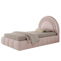 DJECE KREVET 90 x 200 cm, krevet s lamelnim podnicama i velikim prostorom za odlaganje, somot, ružičasta - pink, tekstil/drvo (90/200cm) - KOMHTOM
