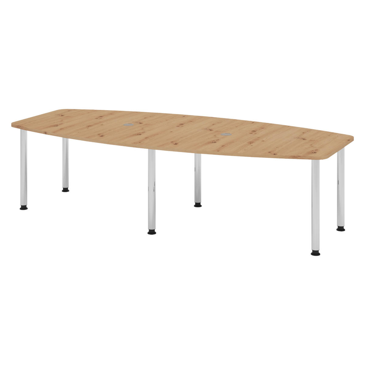 KONFERENZTISCH mittel KT28 130/280/74,5 cm in Wildeiche/Chromfüße - Wildeiche/Chromfarben, Holzwerkstoff (130/280/74.5cm) - bümö