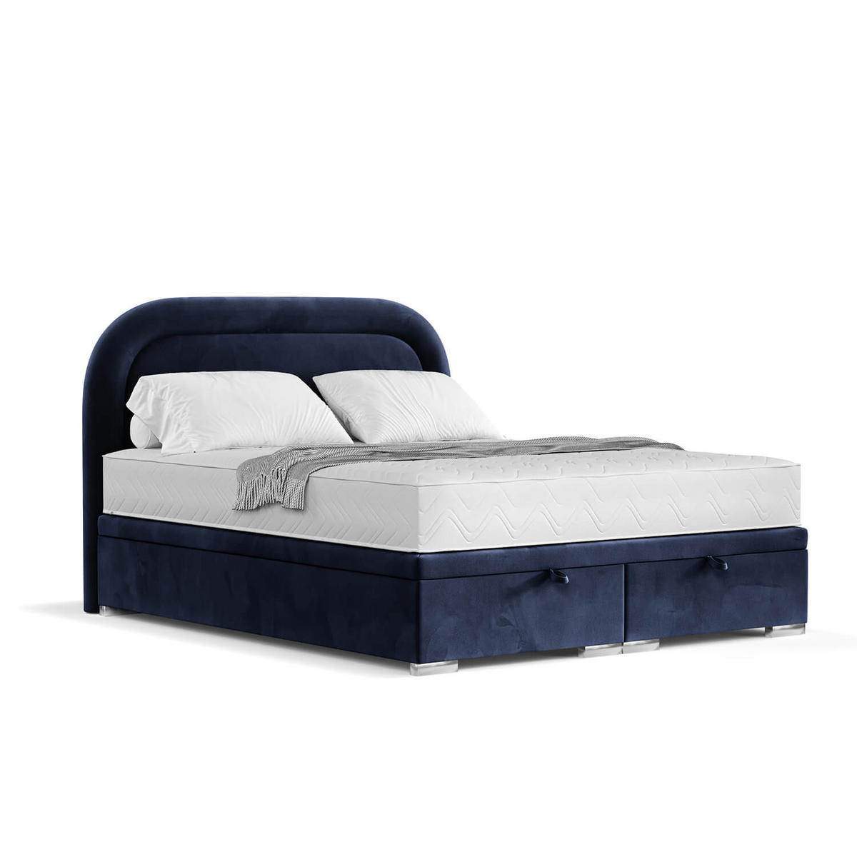 POLSTERBETT Harmony mit Stauraum 120/200 cm Marineblau im Uttario Stoff - Chromfarben/Dunkelblau, Holz/Holzwerkstoff (120/200cm) - AltaBeds