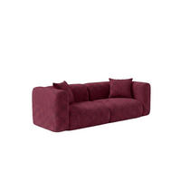 SOFA 2-Sitzer, Chenille-Stoff Cremona, Rotwein, GRETA - Weinrot, Holz (228/70/89cm) - Kaiser Möbel