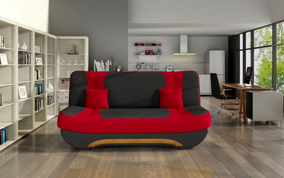 SCHLAFSOFA Kandy - Rot, Holzwerkstoff/Textil (189/88/90cm) - Fun Möbel