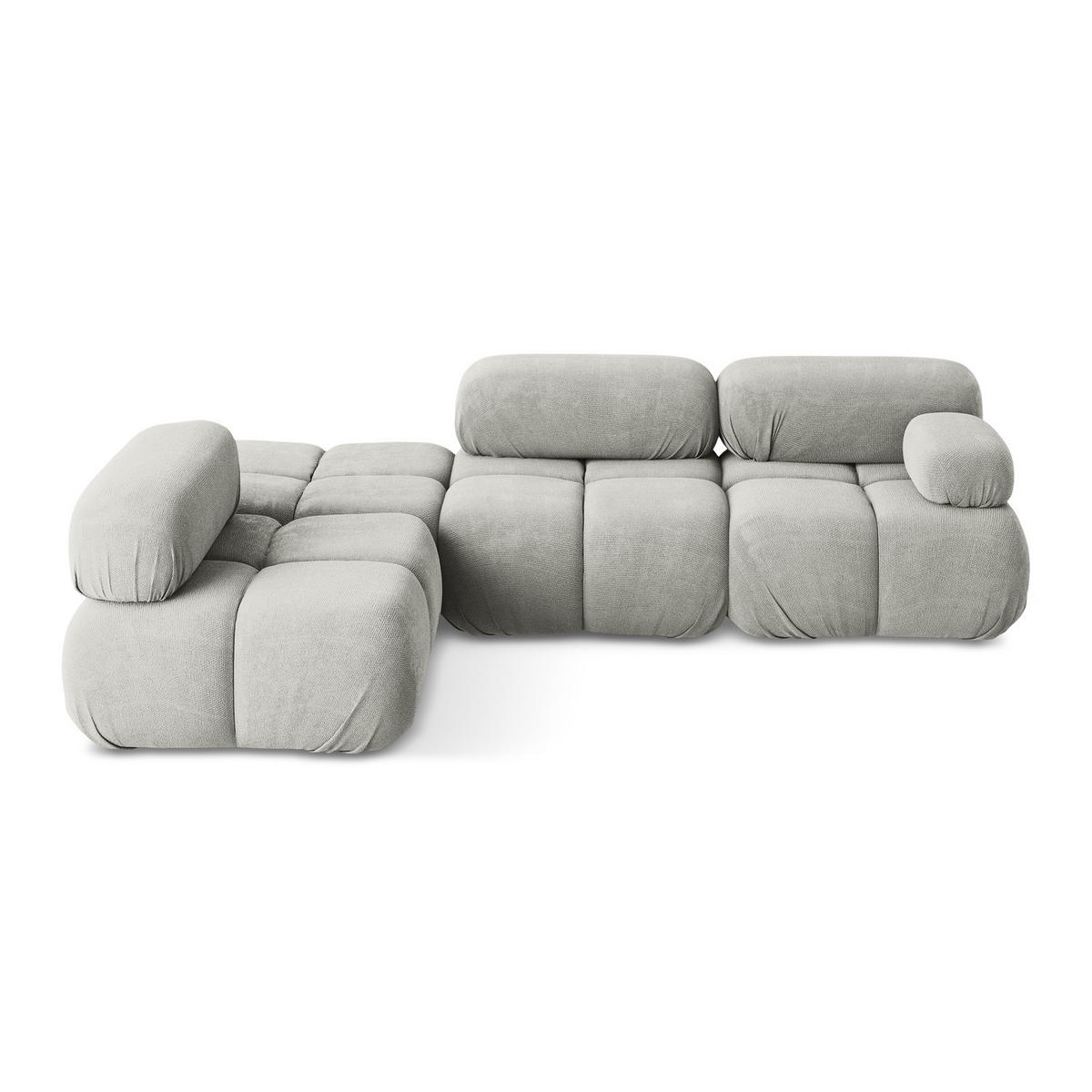 ECKSOFA Links Chenille Stoff Grau - Hellgrau/Schwarz, Kunststoff/Textil (190/285cm) - LaMiaSofa