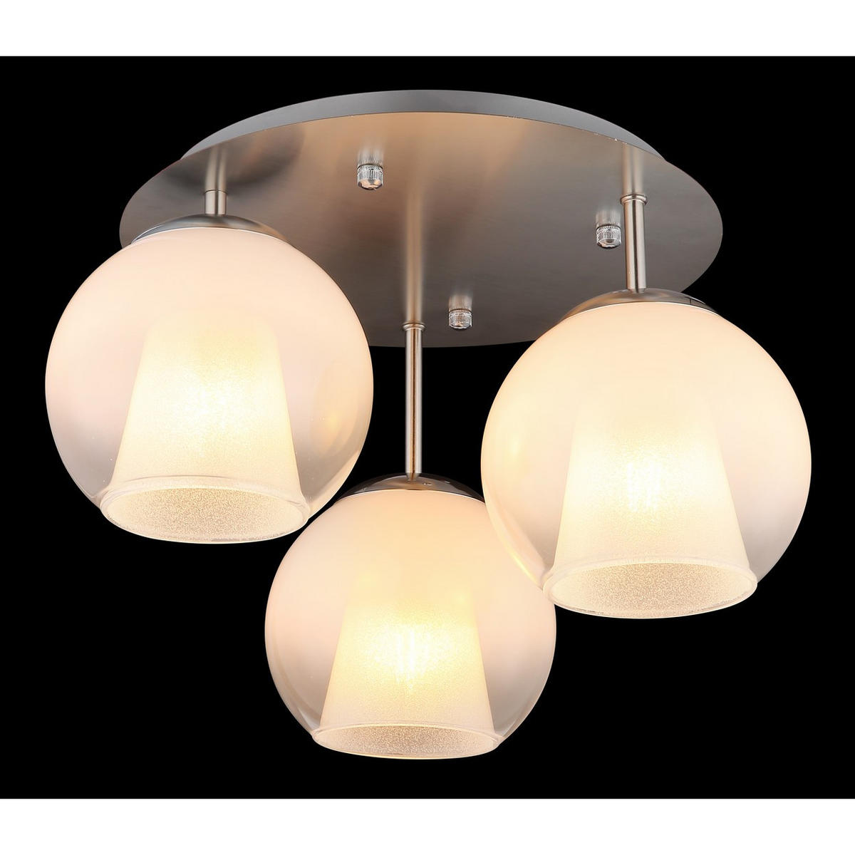 DECKENLEUCHTE Glas Weiß Verchromt 3-Flammig - Silberfarben, Glas (41/41/28.5cm) - Globo Lighting