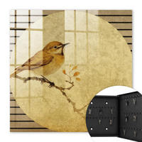 SCHLÜSSELBOX Schwarz 30x30 cm- Türöffnung nach rechts - Cream Bird - Creme, Metall (30/30/5cm) - TULUP