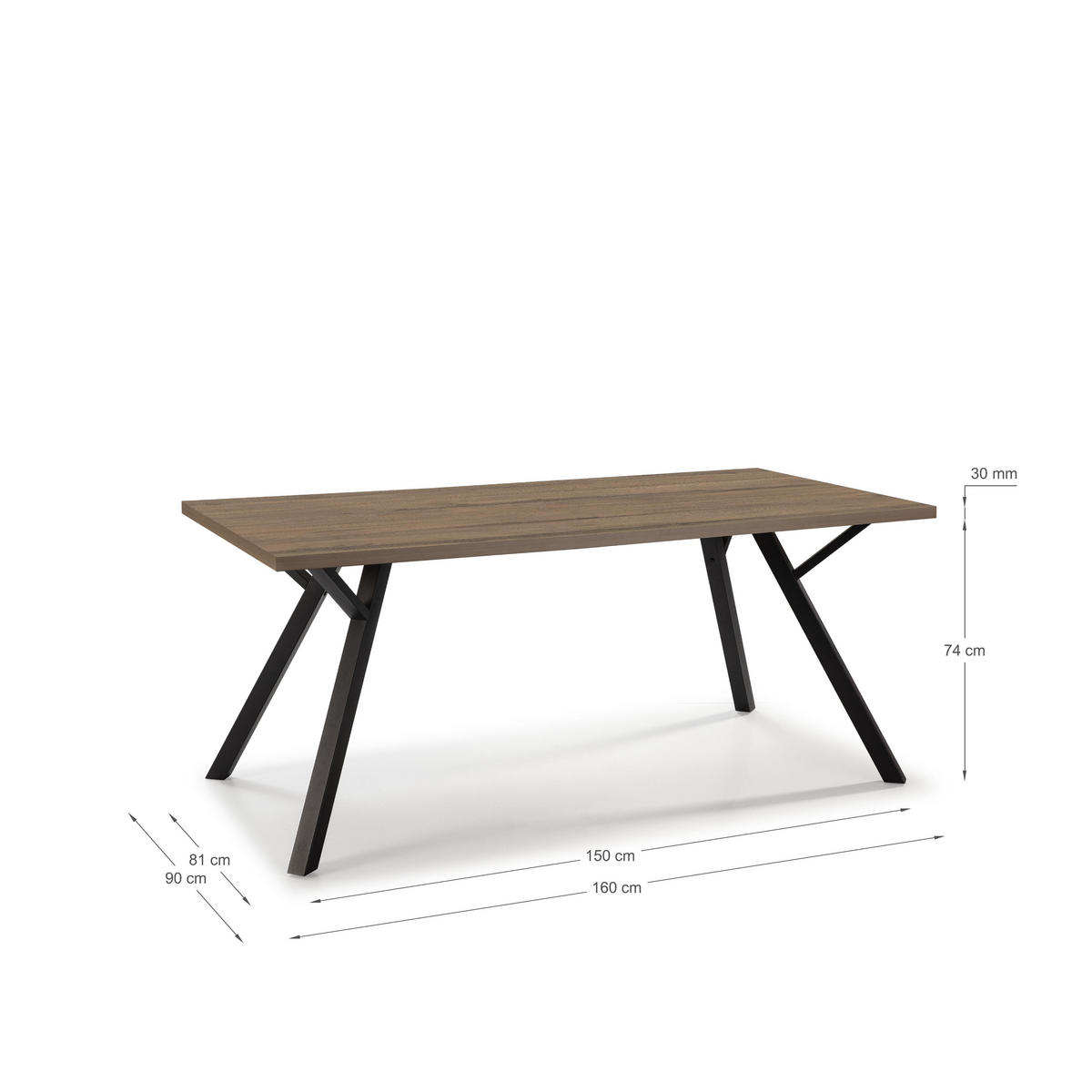 ESSTISCH Paola Braun 160/90/77 cm - Braun, Keramik (160/90/77cm)