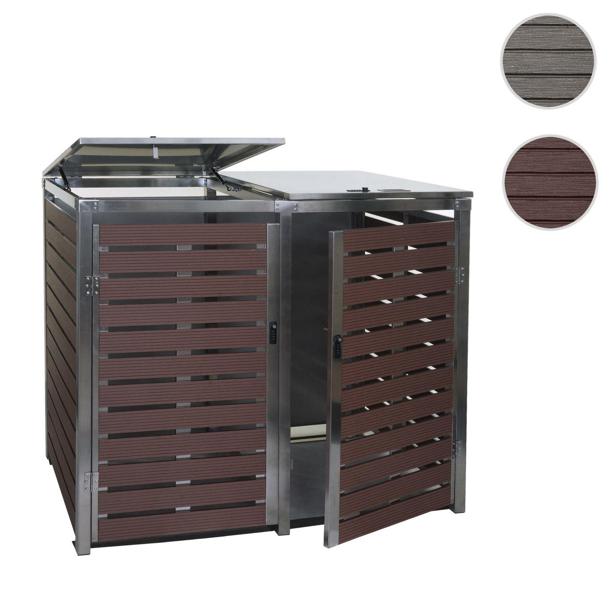 MÜLLTONNENVERKLEIDUNG 2ER Walnuss Dekor - Walnussfarben, Metall (134/119/84cm) - MCW