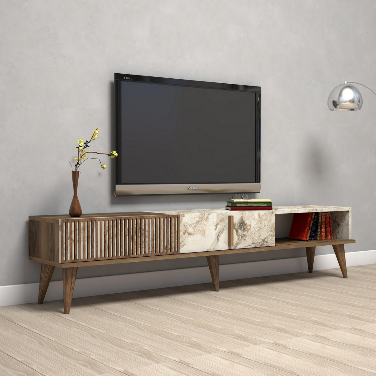 TV-MÖBEL Milan Nussbaum-Weiß - Nussbaumfarben/Weiß, Holz (180/40/35cm) - Habitat Garten