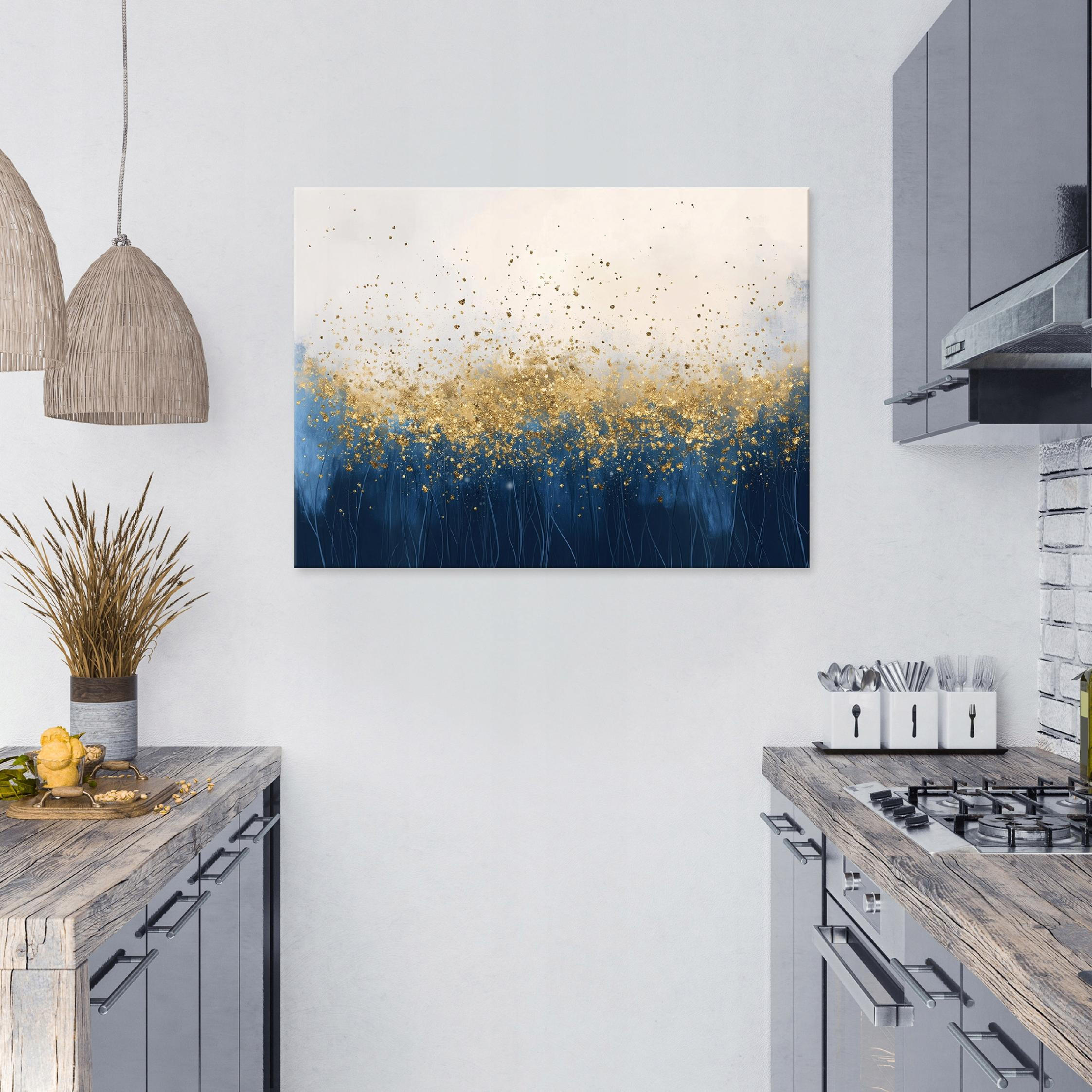 LEINWANDBILD Abstrakt Glamour Gold Modern 100x70 - Multicolor, Holzwerkstoff (100/70cm) - Wallarena