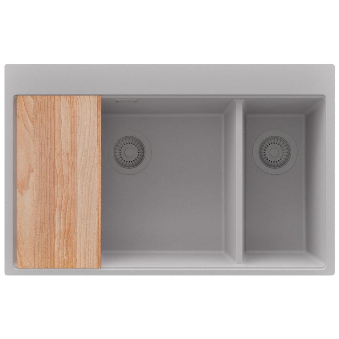 SPÜLBECKEN Oslo Duo, 2-er set Grau 78/50 cm 2 Becken + Ablauf-Set + Schneidebrett ab 80er Unterschrank - Beige/Grau, Kunststoff (78/20/50cm) - Primagran