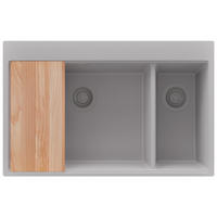 SPÜLBECKEN Oslo Duo, 2-er set Grau 78/50 cm 2 Becken + Ablauf-Set + Schneidebrett ab 80er Unterschrank - Beige/Grau, Kunststoff (78/20/50cm) - Primagran