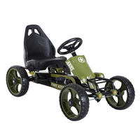 KINDER GO KART TRETAUTO, L105 x B54 x H61cm/L99 x B65 x H56cm, Grün - Grün, Metall (105/54/61cm) - HOMCOM