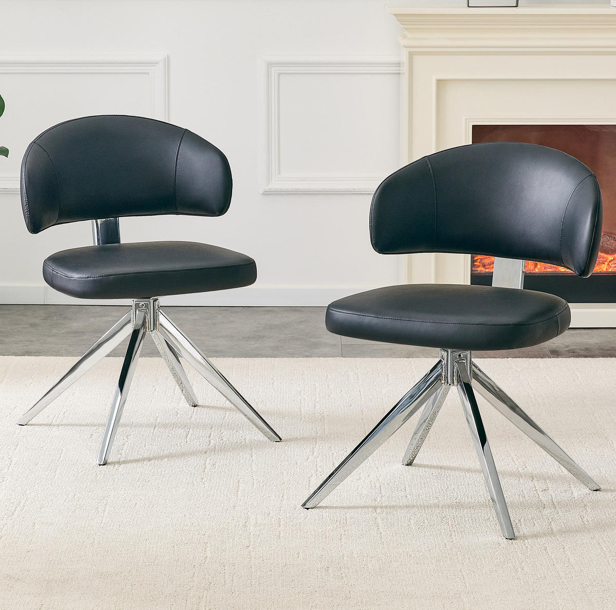 DREHSTUHL 360° drehbar mit Metallgestell PU Black - Schwarz, Metall (50.5/77/54.51cm) - Meubliv