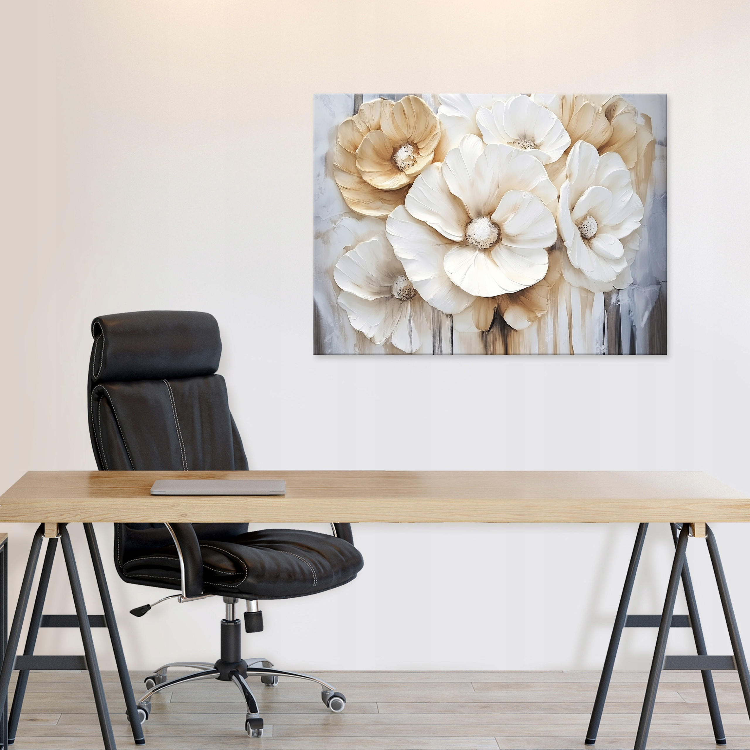 BILDER Abstrakt Blumen Gold Wohnzimmer 60x40 - Multicolor, Holzwerkstoff (60/40cm) - Wallarena