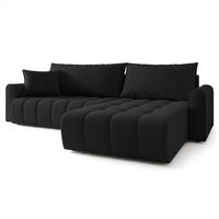 ECKSOFA FRIGA Schwarz Strukturstoff mit Schlaffunktion - Schwarz, Holz (283/185cm) - MASSENO