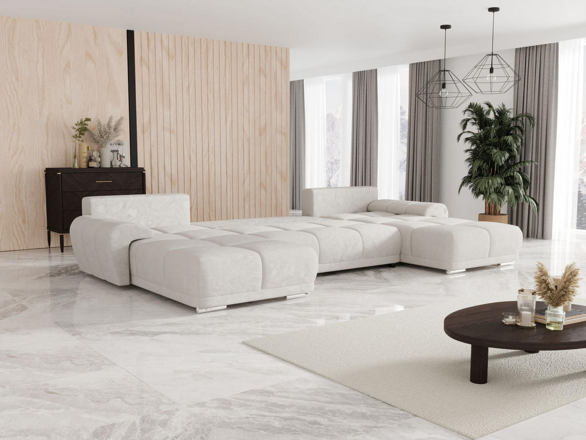 ECKSOFA BEGA U Links TENDER WAY 01 mit Schlaffunktion - Beige, Textil (372/87/185cm) - Bedante
