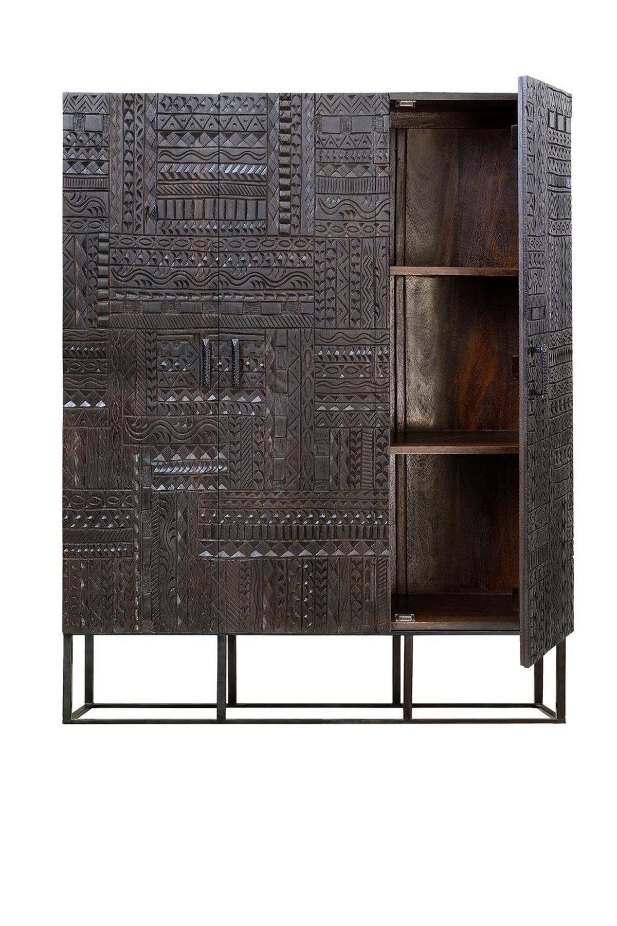 HIGHBOARD Mangoholz und dunklem Walnussmetall - Dunkelbraun, Holz (40/135/120cm) - Giner y Colomer