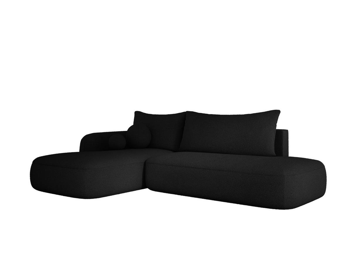 ECKSOFA BABU Mit Bettfunktion – Moderne Polsterecke Für Wohnzimmer Funktionales Schlafsofa Im Stoff NOW OR NEVER, 300x105x60cm, Linke, Schwarz - Schwarz, Holz/Textil (190/300cm) - DomoHome