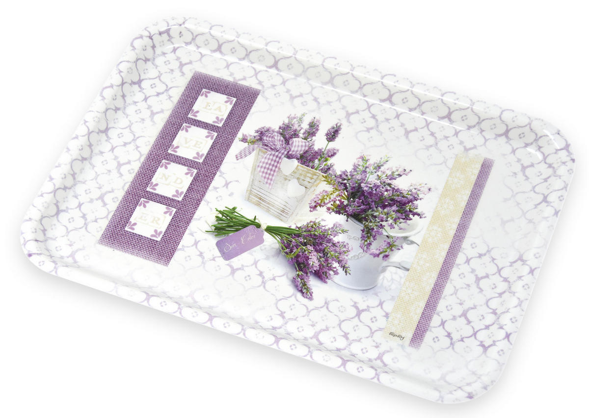 TABLETT Lavendeltraum, rechteckige Melamin Serviertablett 45x31 cm - Flieder, Kunststoff (31/2/45cm) - Lashuma