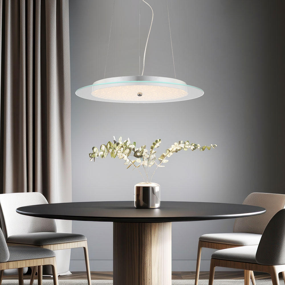 LED HÄNGELEUCHTE CHRISTIAN Silber Chrom - Silberfarben, Glas (40/40/87cm) - Globo Lighting