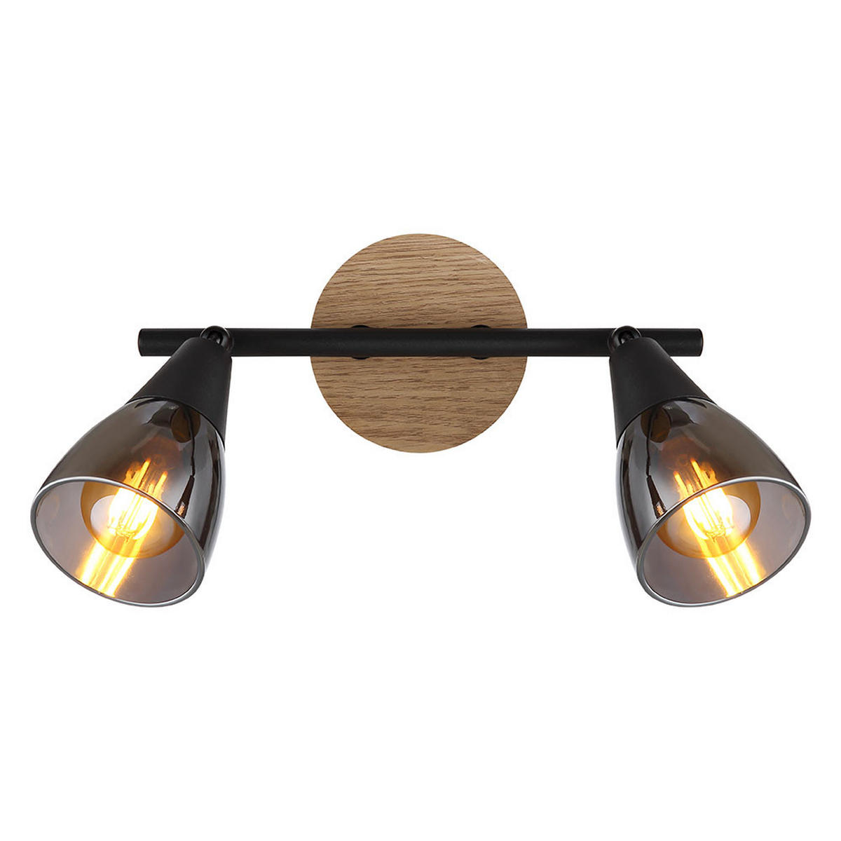 DECKENLEUCHTE Metall Glas Schwarz - Schwarz, Holz (25.5/10/19.5cm) - Globo Lighting