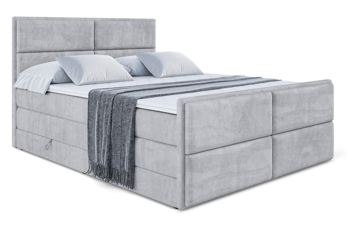 BOXSPRINGBETT AURA-Z KING - 180 x 200 - H3/H4 - Hellgrau - Hellgrau, Holzwerkstoff (180/200cm) - ALTDECOR