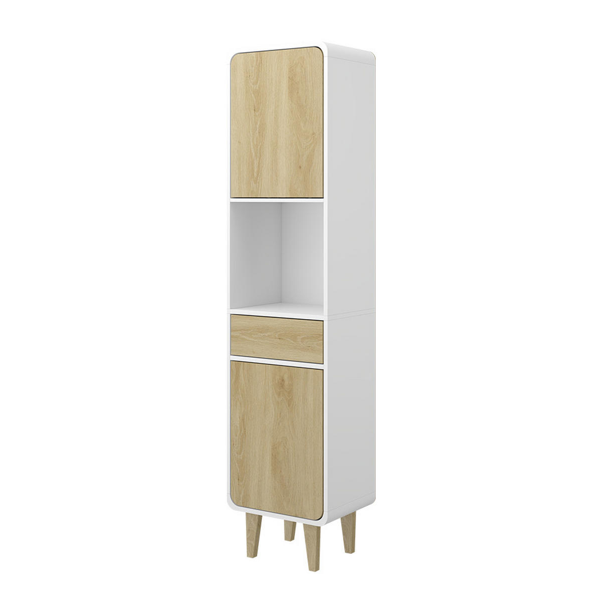 BADEZIMMERMÖBEL Arla Weiß/Eiche 40 x 161 cm - Eichefarben/Weiß, Holzwerkstoff (40/161/30cm) - Vicco