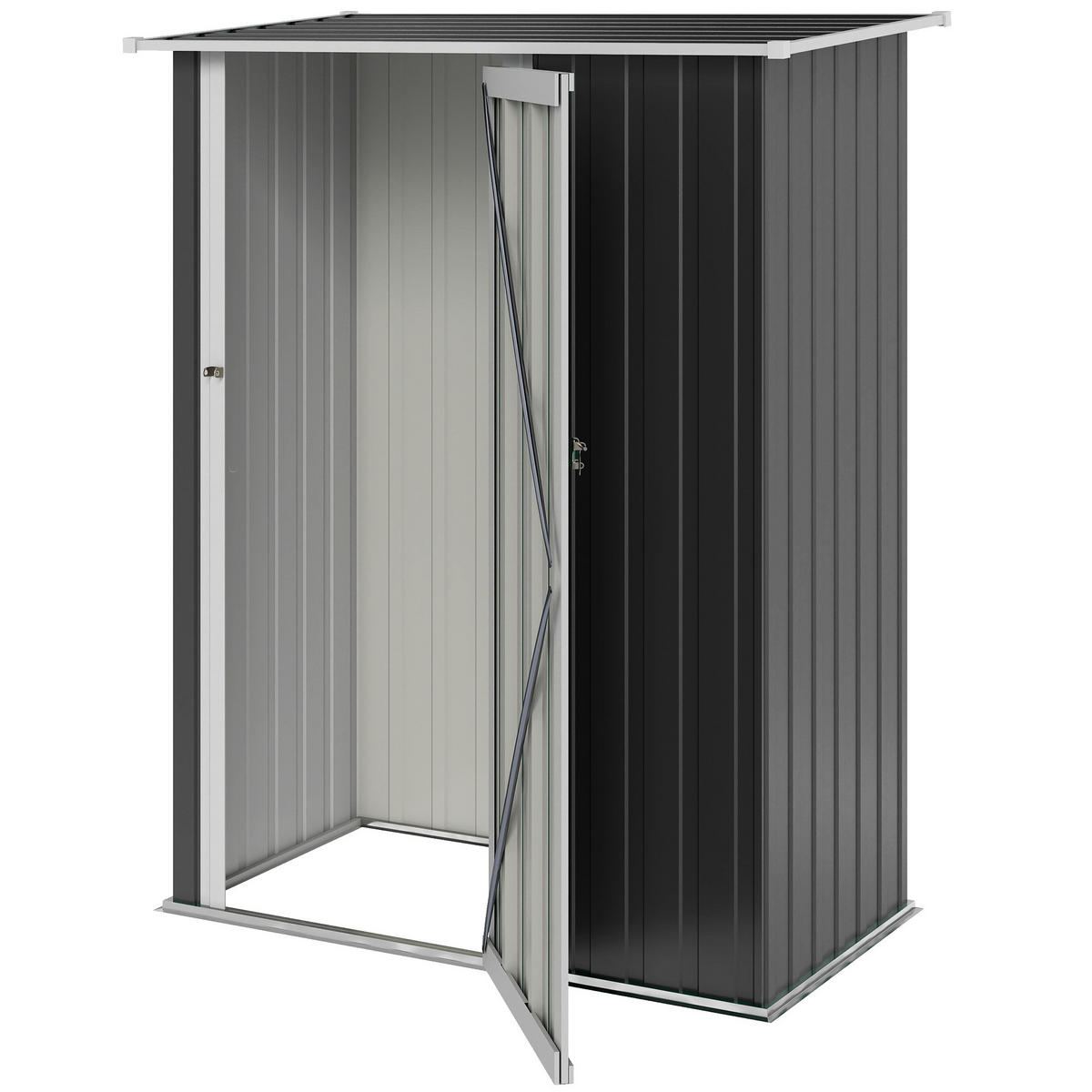 GERÄTEHAUS DE-08088 mit Pultdach und abschließbarer Tür Dunkelgrau - Dunkelgrau, Metall (86/189/142cm) - ComfortXL