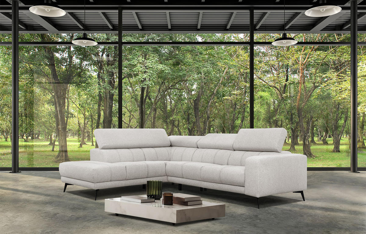 ECKSOFA MORELLO 5-Sitzer, creme - Anthrazit/Schwarz, Holzwerkstoff/Textil (158/269cm) - Courtois Laville