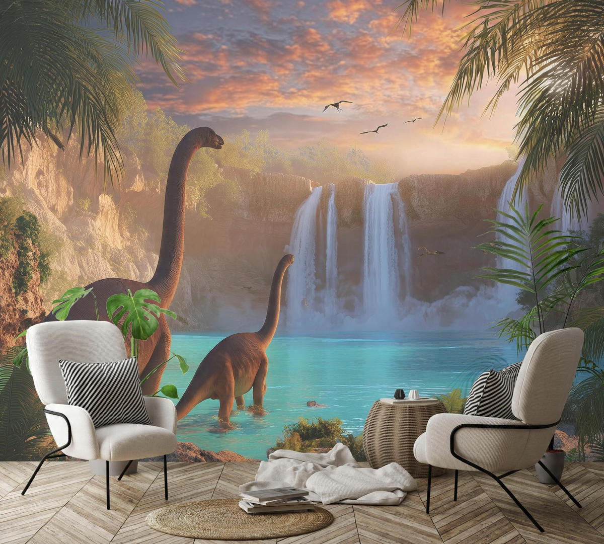 FOTOTAPETE Kinderzimmer Junge Dinosaurier 250x175 - Multicolor, Papier (250/175cm) - Wallarena